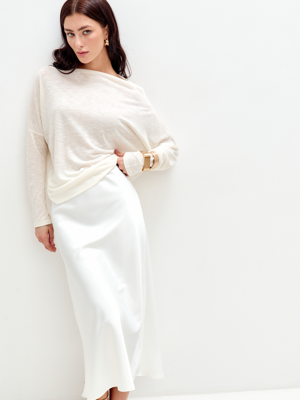 Юбка миди Ellemia белый жемчуг