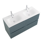 Тумба с раковиной подвесная BelBagno UNO-1200-4C-SO-AO Голубой матовый, раковина белая BB-8099-120-2 с 2-я чашами