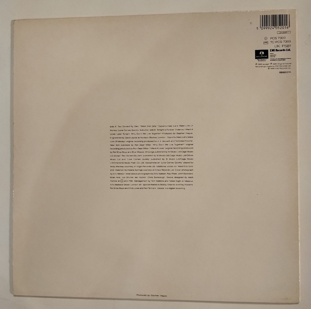 Винтажная виниловая пластинка LP Pet Shop Boys Please (UK 1986)
