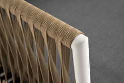 "Касабланка" диван 3-местный плетеный из роупа, каркас алюминий светло-серый (RAL7035) муар, роуп серо-коричневый 23мм, ткань серая 017