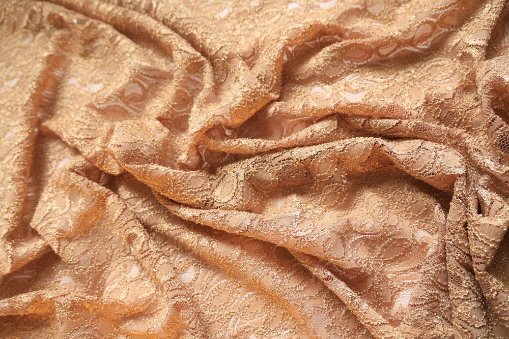 Гипюр стрейч с металликом золотой