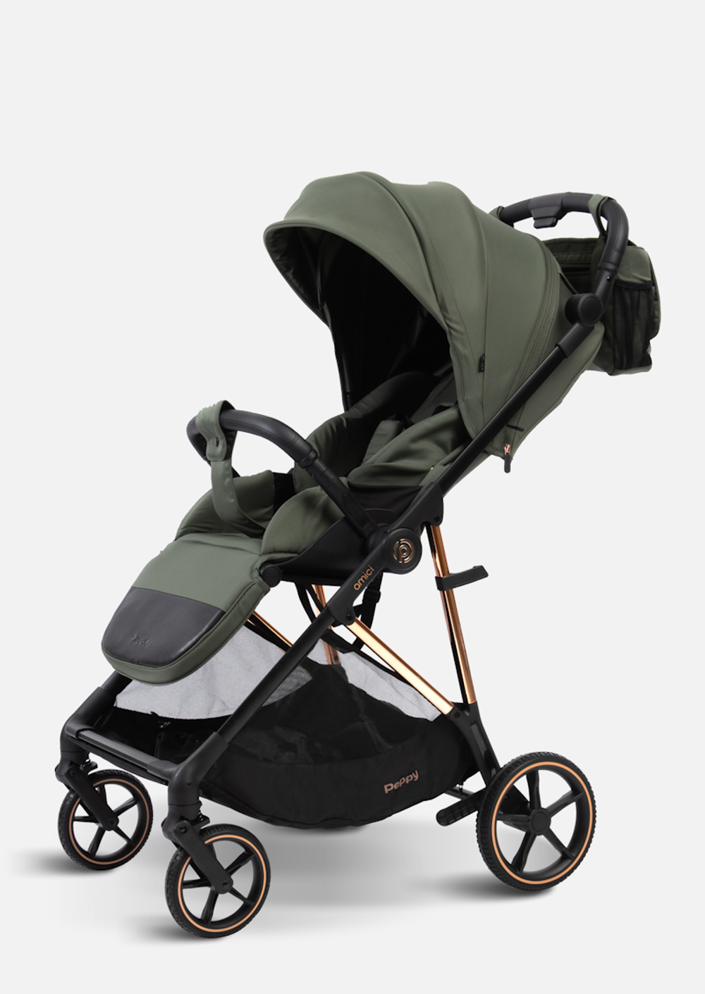 Peppy Коляска прогулочная Amici (Green) рама Black
