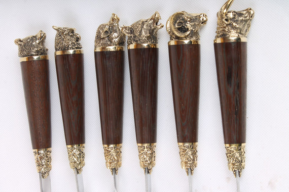 Подарочный набор шампуров с деревянной ручкой &quot;Звери&quot;