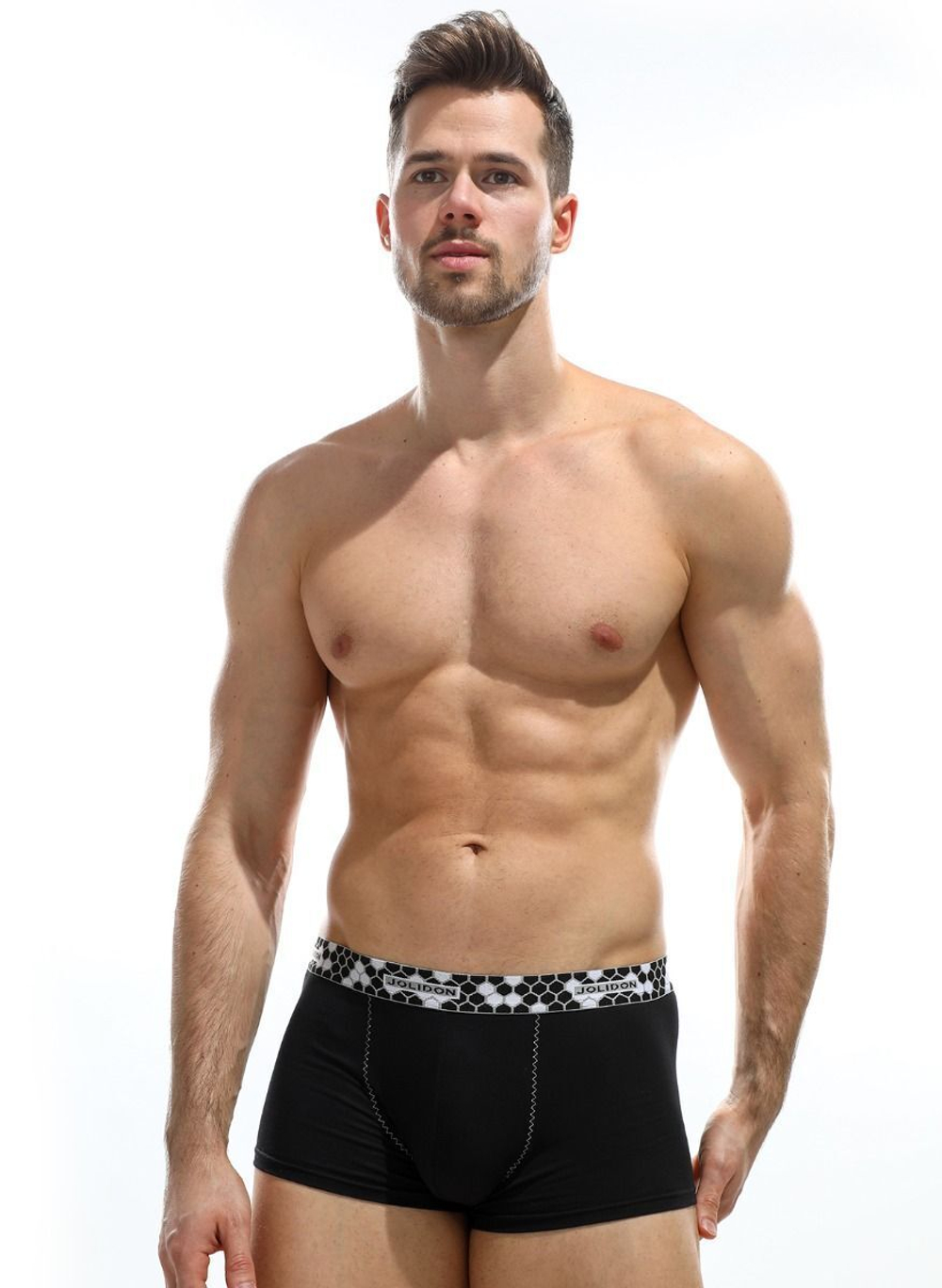 Мужские трусы-боксеры с широкой резинкой с рисунком в виде сот (Размер: M) (Цвет: темно-синий)