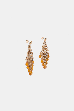 ZARA МЕТАЛЛИЧЕСКИЕ СЕРЬГИ С БУСИНАМИ, ЗОЛОТИСТЫЙ