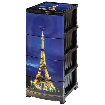 Комод 4 ящика, Париж, 38х47х98 см, чер, РП-451, Росспласт