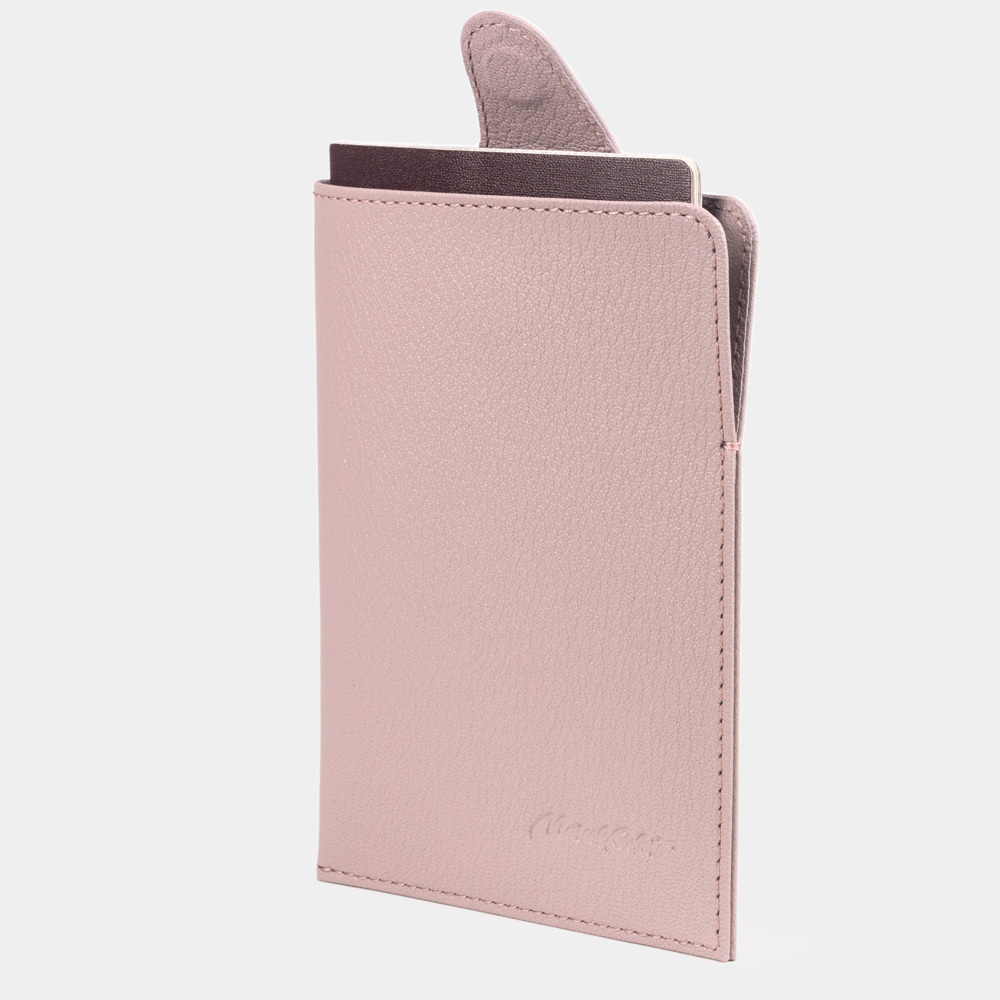 Обложка-кармашек для паспорта London из кожи козы,  пудрового цвета
