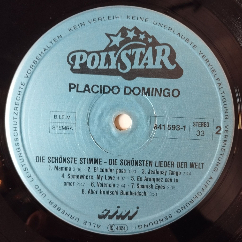 Винтажная виниловая пластинка LP Placido Domingo Die Schonste Stimme Die Schonsten Lieder Der Welt (Germany 1989)