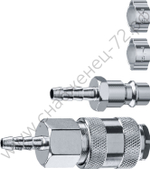 ЗУБР (штуцер ″елочка″, 6 мм - рапид муфта) + (рапид штуцер-штуцер ″елочка″, 6 мм) + (обжимные хомуты 2 шт), набор, Профессионал (64920-06-H)