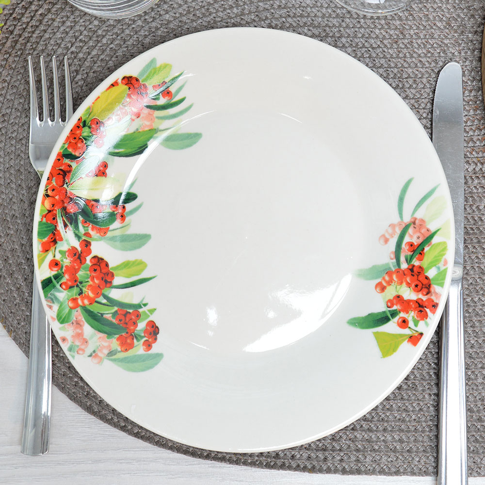 Тарелка плоская 20см Рябина, фарфор, Jewel