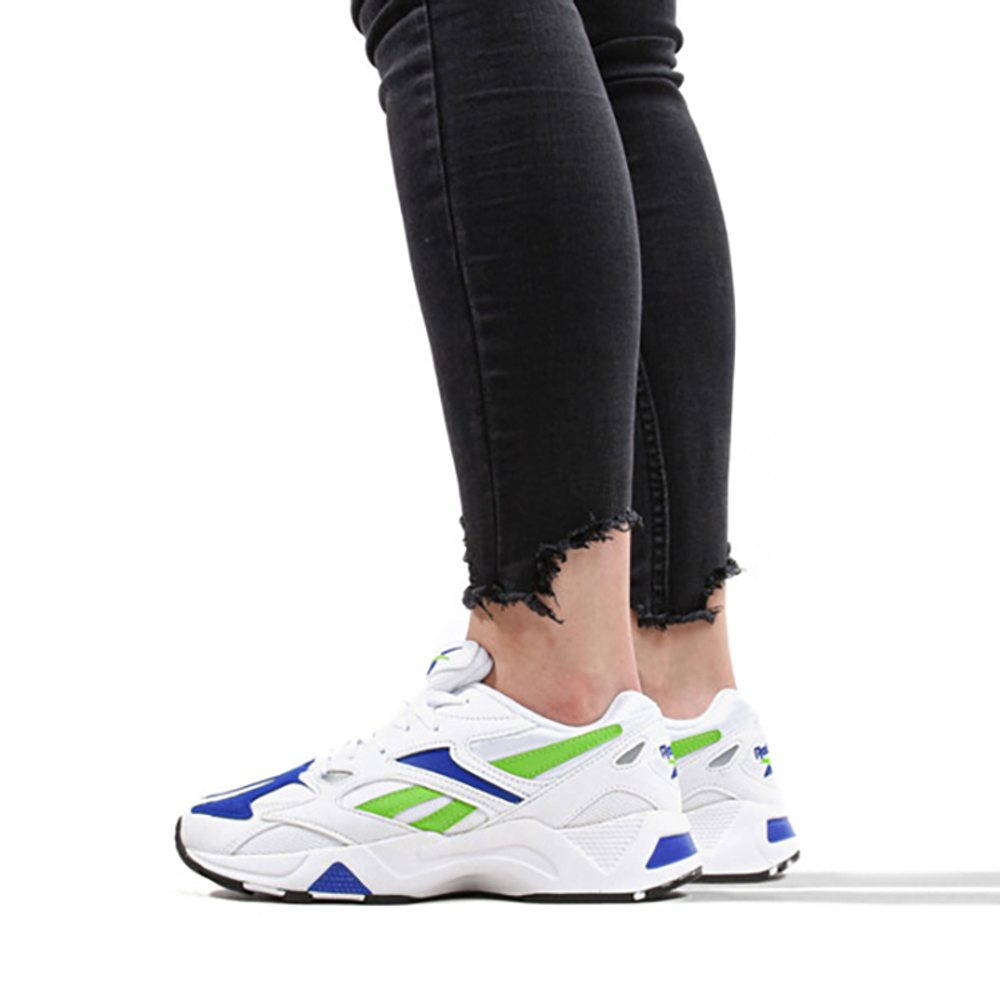 Reebok Aztrek 96 women's white, blue and green low cut