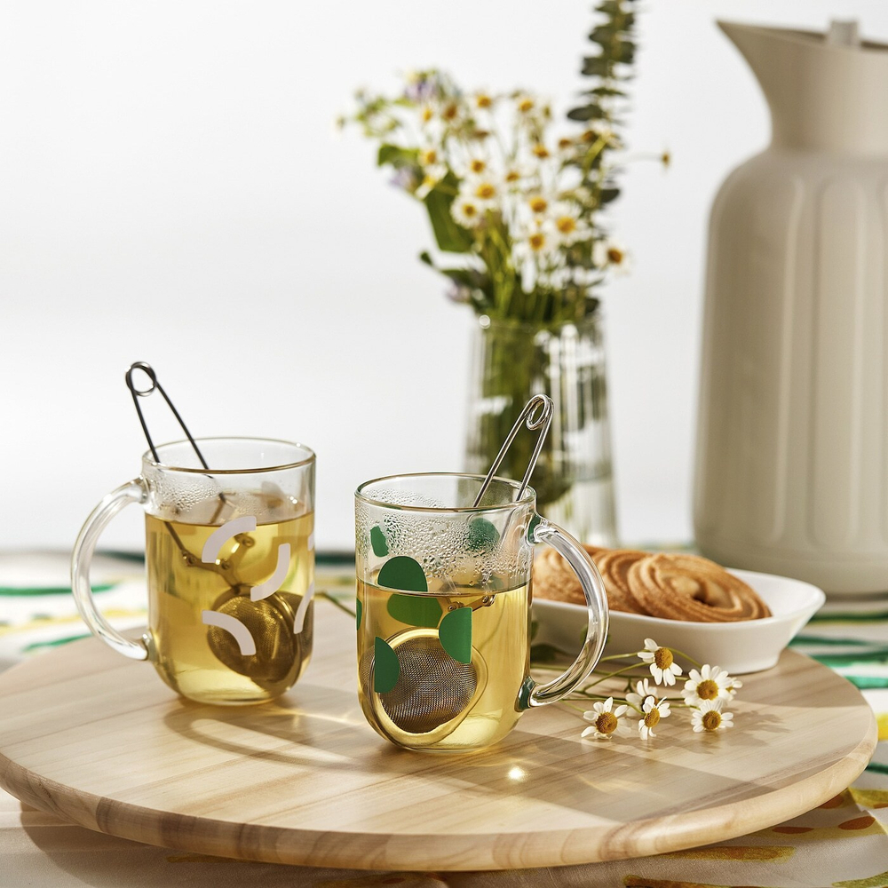 Набор кружек IKEA SKEDSTOR, Зеленый, Белый, Стекло, 300 мл, 2 шт