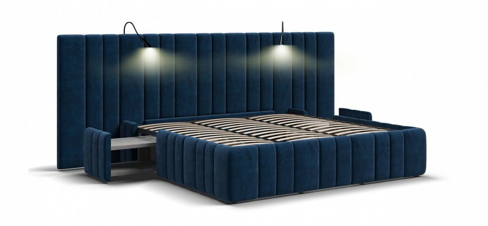 Кровать BOSS INFINITY 180*200 велюр Monolit синяя