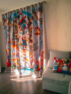 Комплект из двух штор "Яркие созвездия", по мотивам иллюстраций из Небесного атласа Андреаса Целлариуса «Гармония Макрокосмоса»