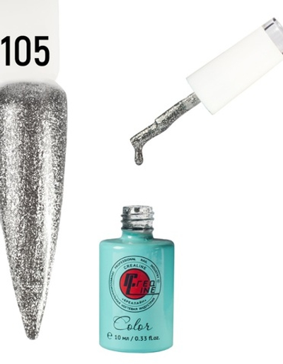 Гель-лак UV тон 105 Блестки серебро 10 мл