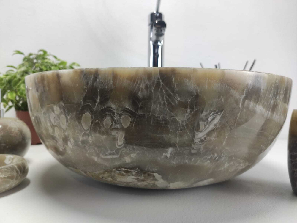 Раковина из оникса Bowl Grey Small TinLip BO-61064 40*40*15