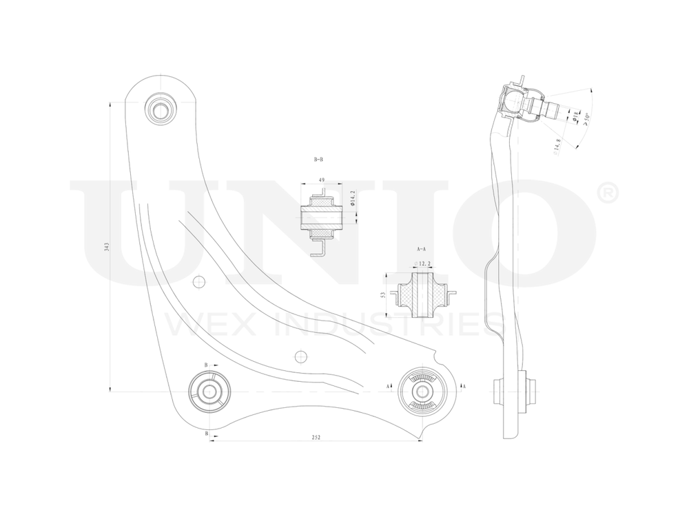 Рычаг подвески поперечный передний нижний правый UNIO SSP-40149