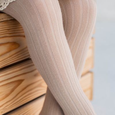 Ribbed tights - Beige Melange