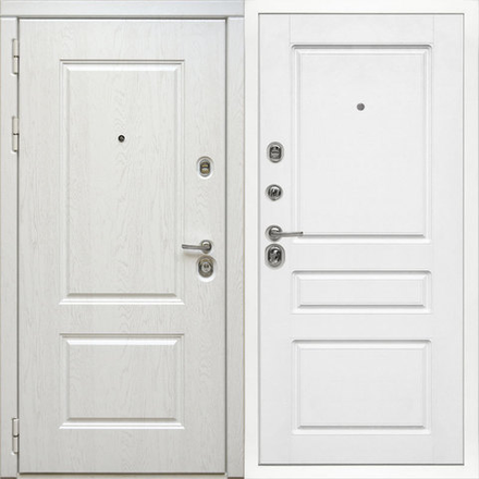 Входная металлическая дверь  Дива (Diva) МД 44 Альберо браш серебро / М 13 Верона 2 Белый софт