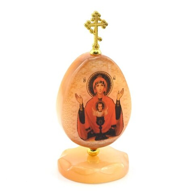 Яйцо из селенита на подставке с крестом "Б. М.Неупиваемая чаша" 47*47*105мм