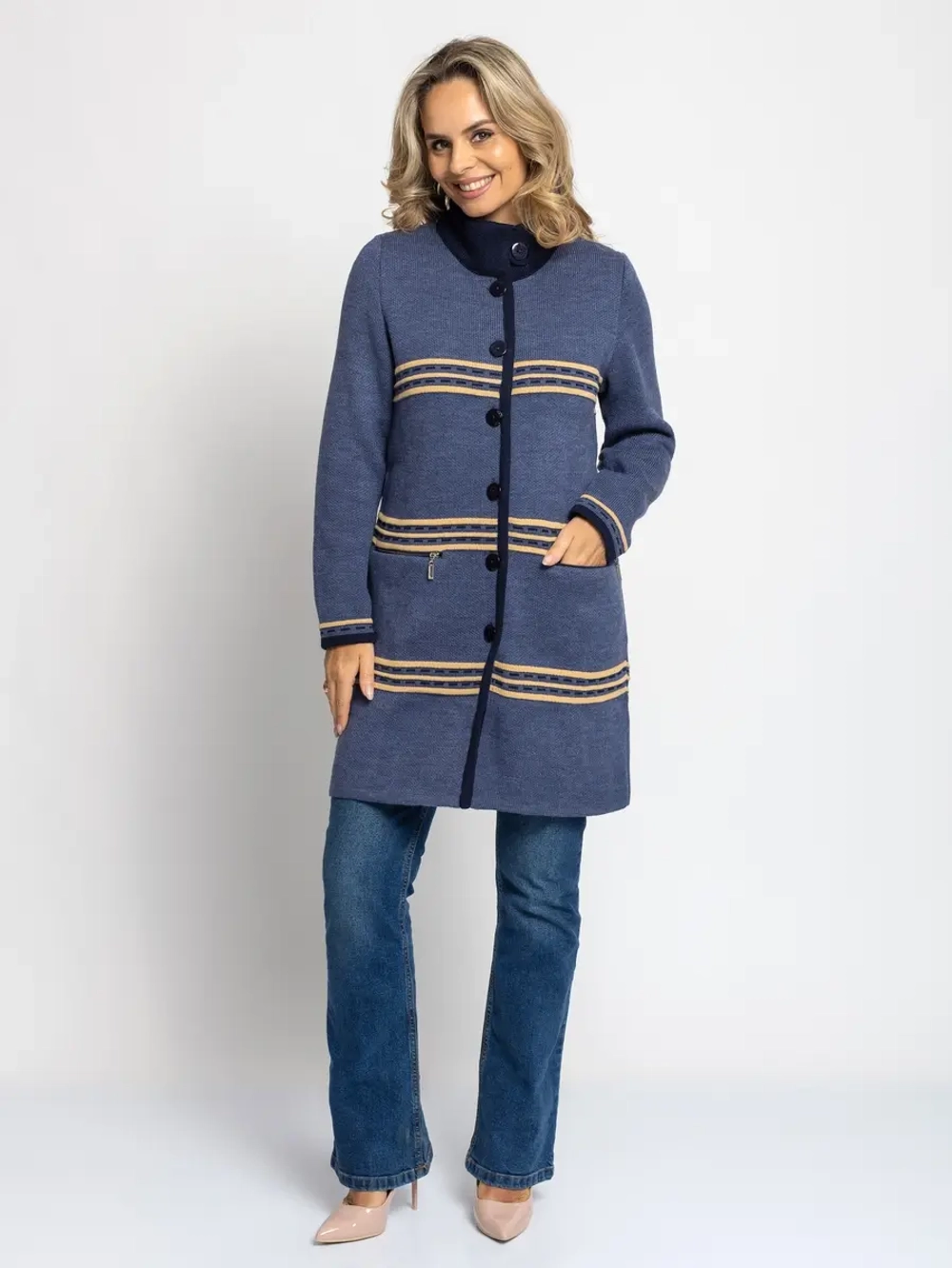 Кардиган В 1617/джинсовый микс