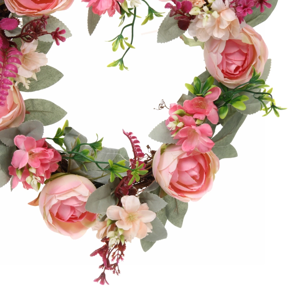Цветы искусственные венок «Нежная роза» 42см