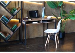 Письменный стол Леон Лофт 110х55х75 черный матовый / дуб делано темный