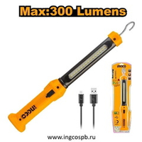 Переносная аккумуляторная лампа 300L USB type-C INGCO HWLI35261