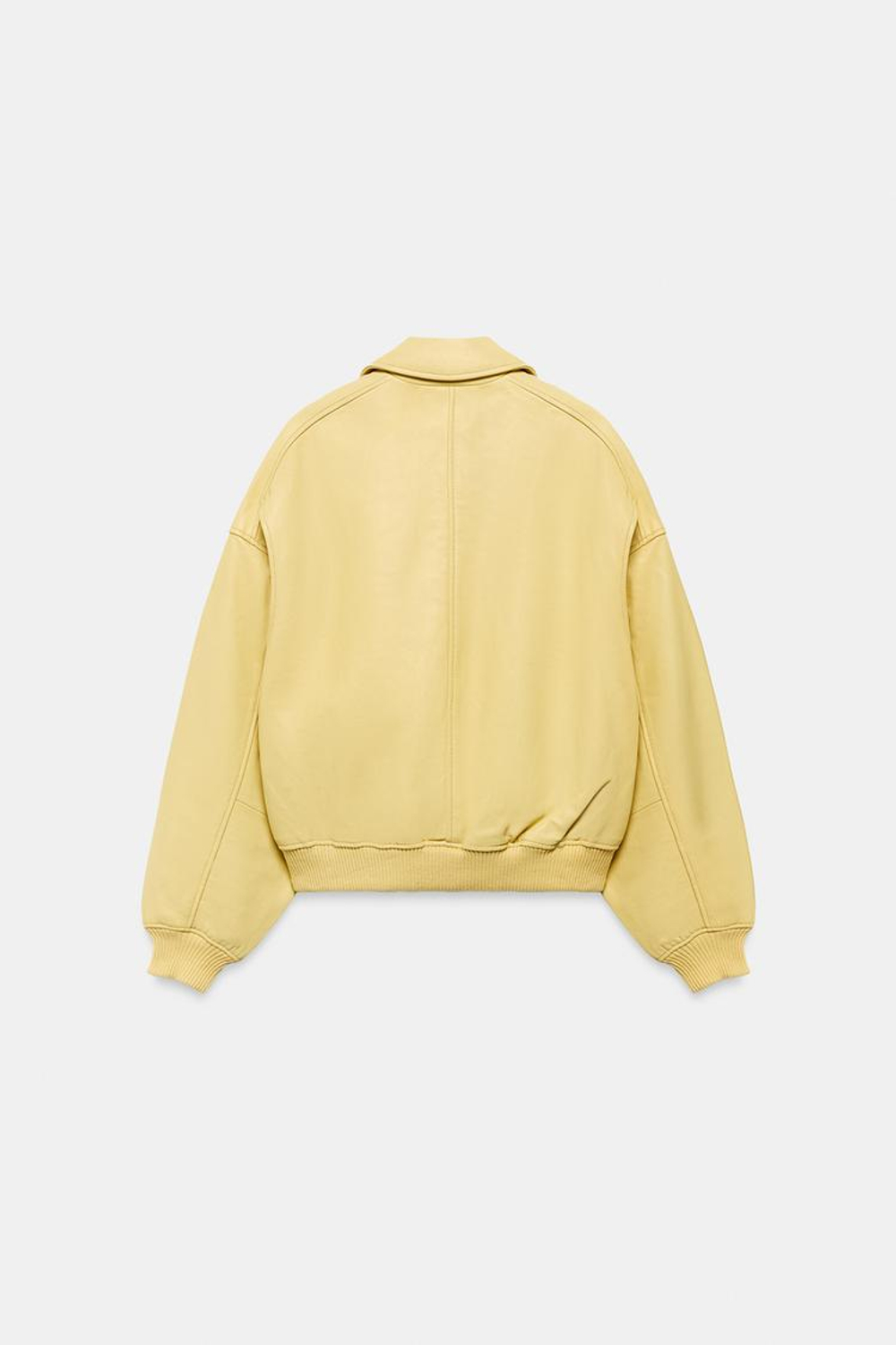 ZARA КУРТКА-БОМБЕР ИЗ 100% КОЖИ, ЖЕЛТЫЙ