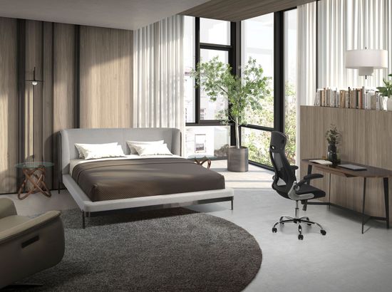 Кровать 7156/GC2123 серая ткань/экокожа 180 x 200 см