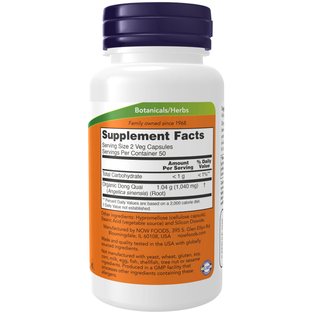 Now Foods Dong Quai 520 mg 100 veg capsules, Дудник Китайский , Дудник, Донг Кваи