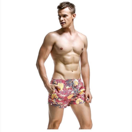 Мужские пляжные шорты SEOBEAN красные с принтом 30217