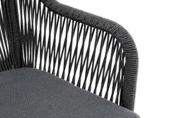 "Лион" стул плетеный из роупа, каркас алюминий серый (RAL7022) муар, роуп серый круглый, ткань серая 017