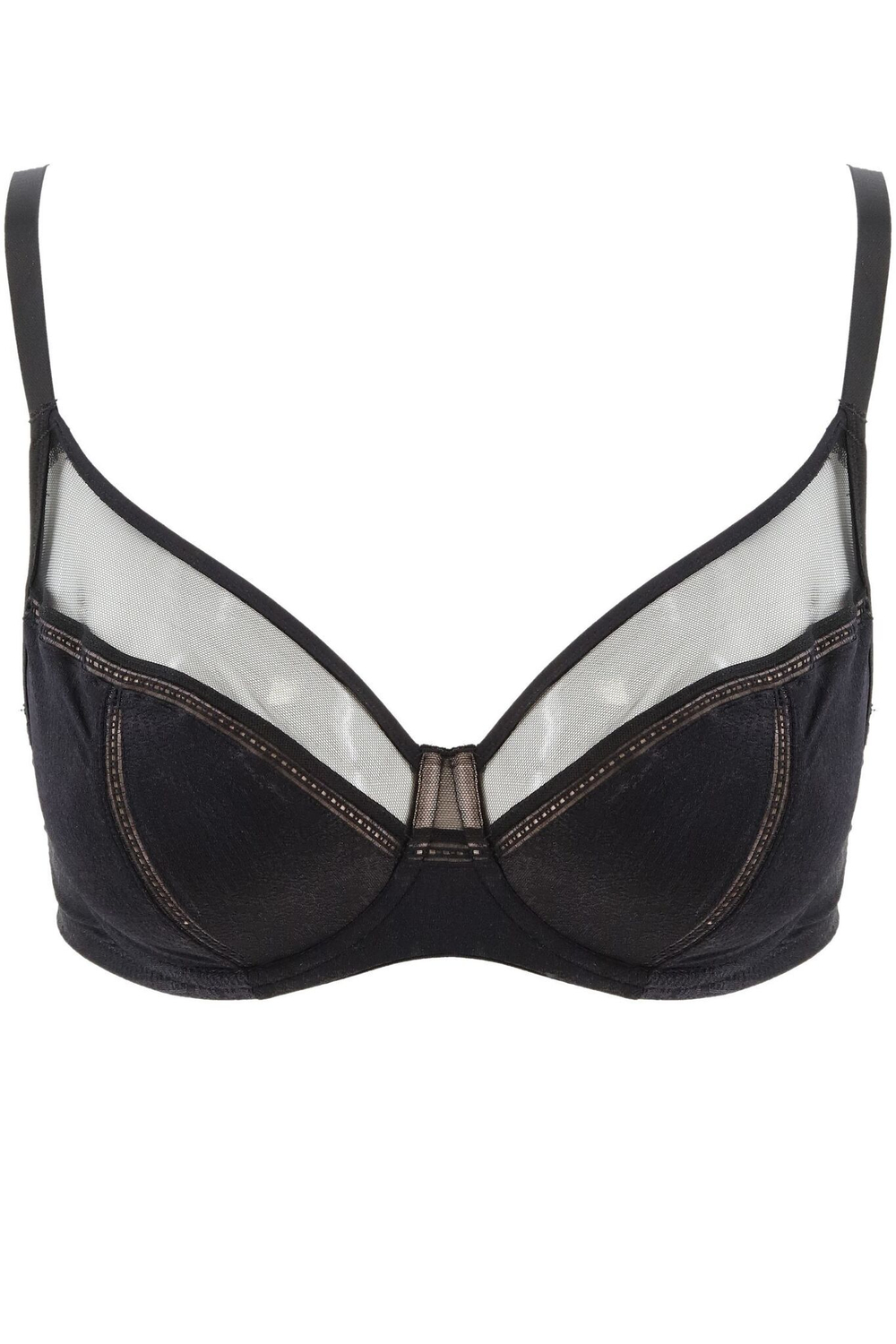 Бюстгальтер с мягкими чашками +size и серебристым декором (Размер: 105E) (Цвет: черный)