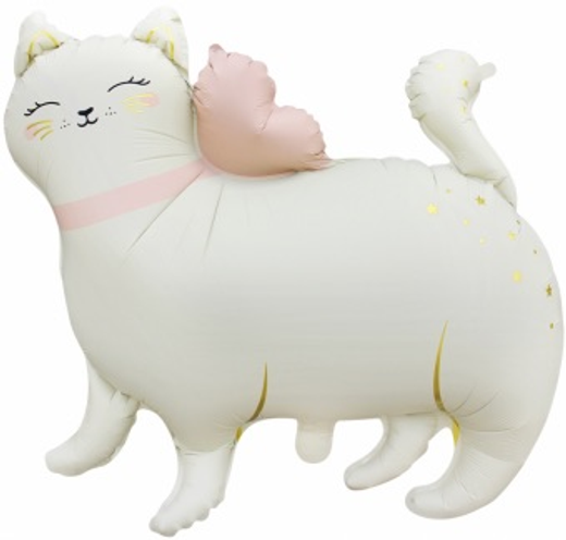 Шар-фигура, фольга, "Кошечка/кошка с бантом", сатин (Falali), 27''/69 см, инд. уп.
