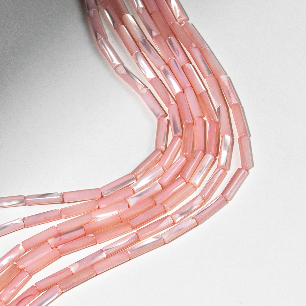 Перламутр морских ракушек, оттенок "Розовый", трубочки 4*14мм