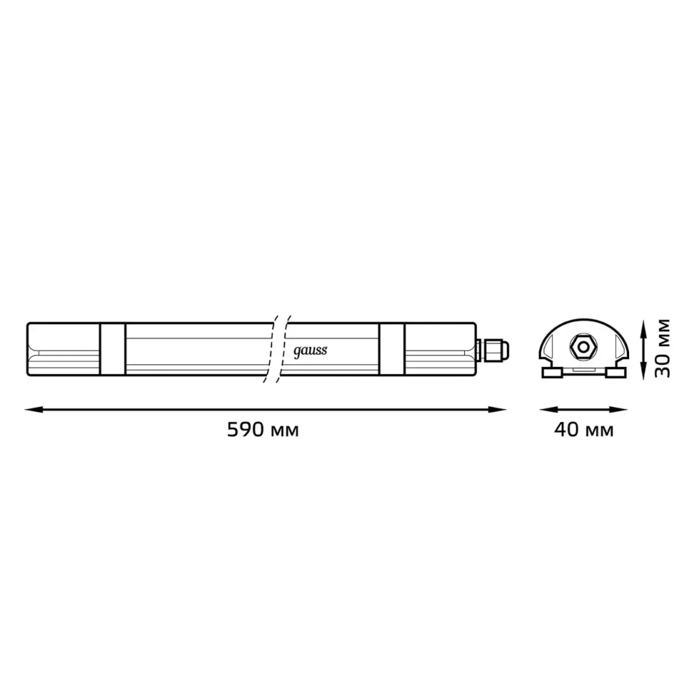 Св-к Gauss LED линейный ULTRACOMPACT 18W1720lm 6500K IP65 590*40*30mm 143424318