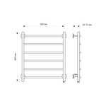 Полотенцесушитель MIXLINE CAPELLA  60х50 (кноп выключ, 255 Вт, 6 перекладин, правый) электрический