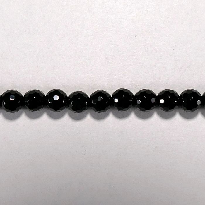 Бусина из оникса черного, фигурная, 6 мм (шар, граненая)