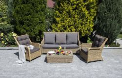 "Гляссе" лаунж-зона из искусственного ротанга, цвет соломенный