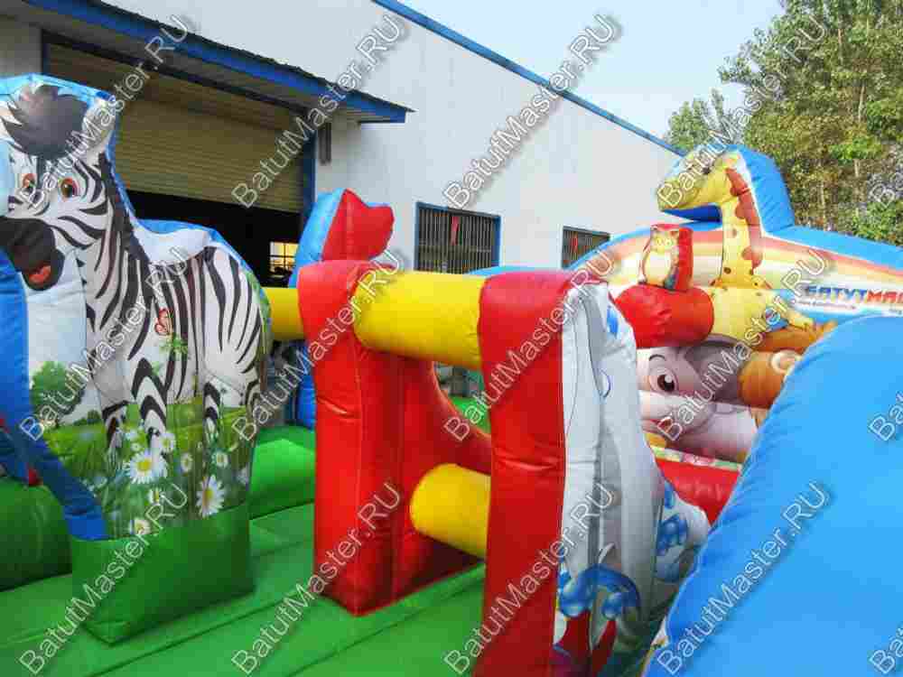 Коммерческий надувной батут "Царство зверей", размер 5*5*3,3 м