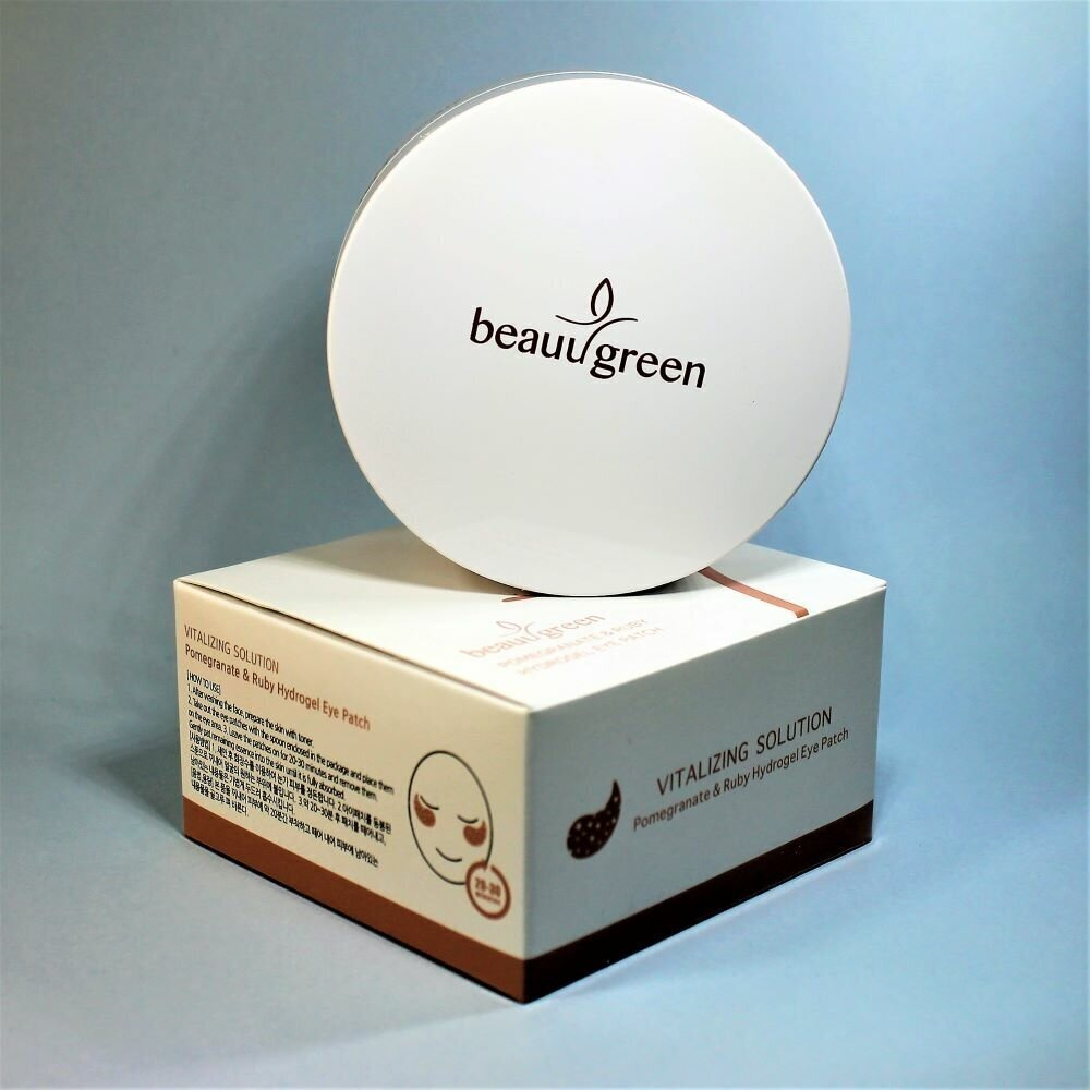 BeauuGreen Pomegranate & Ruby Hydrogel Eye Patch гидрогелевые патчи с гранатом и рубиновой пудрой 60шт