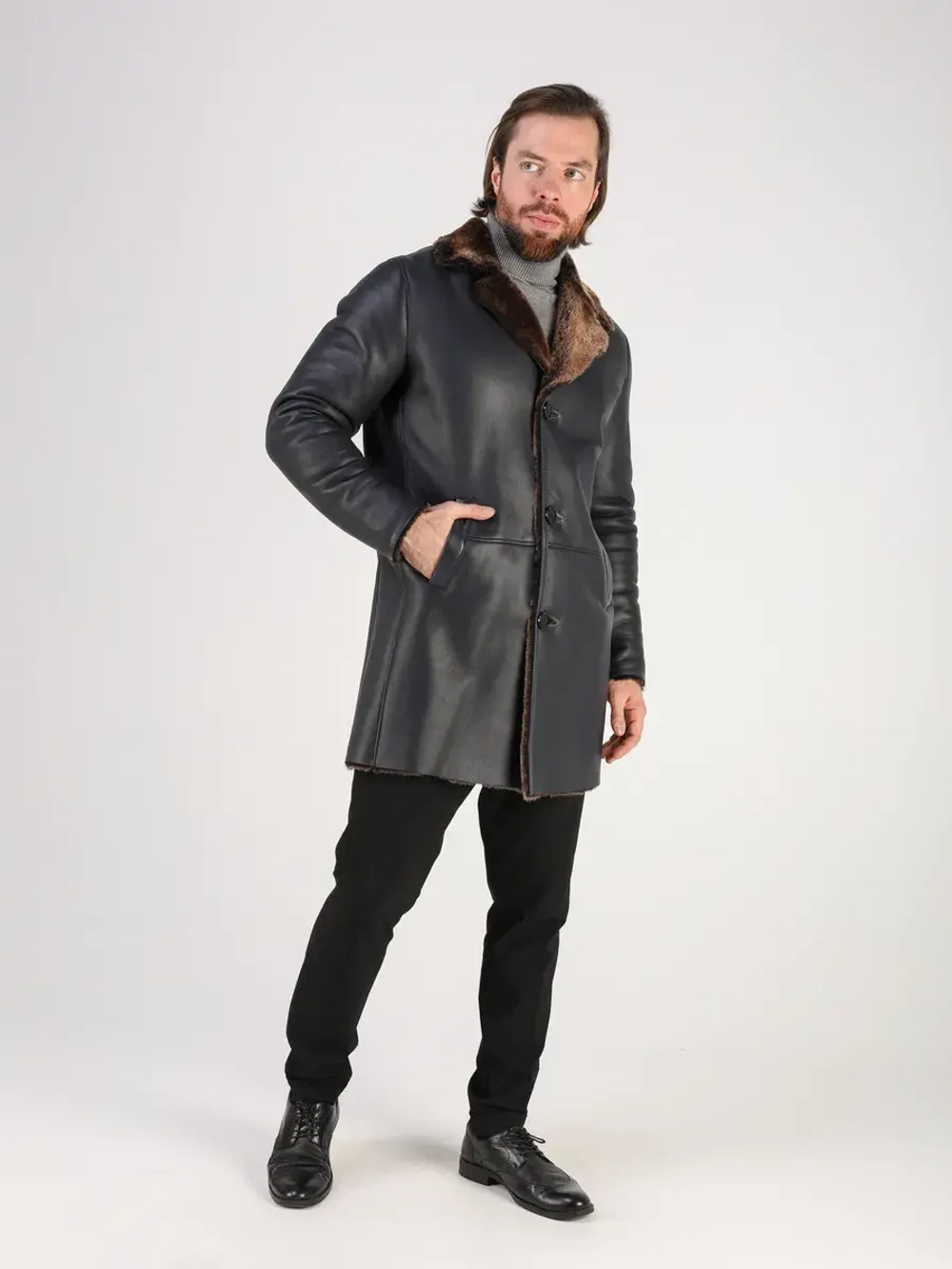 Дубленка зимняя натуральная длинная куртка