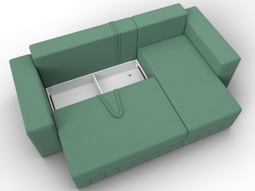 Диван угловой Лига-076 угол универсальный РОГОЖКА Амур 11 зеленый
