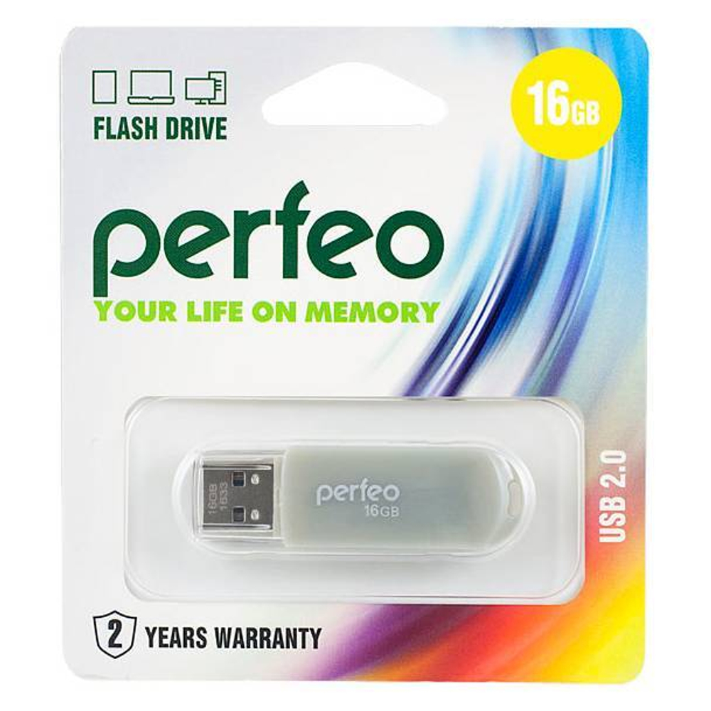 USB Флешка 16GB Perfeo C03 USB 2.0, серая