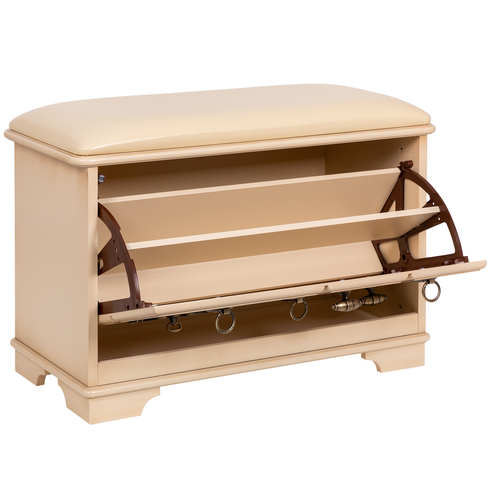 Банкетка Пандора 3 с обувницей Айвори Акварель