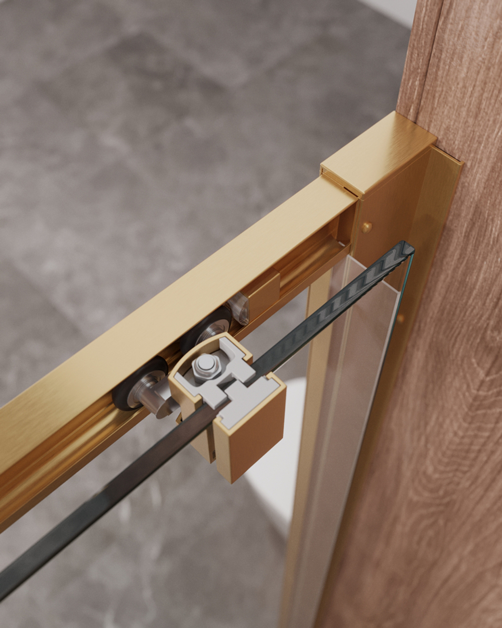 Душевая дверь Cezares MOLVENO-BF-1-150-C-BORO-IV, 150х195, профиль брашированное золото, прозрачное стекло