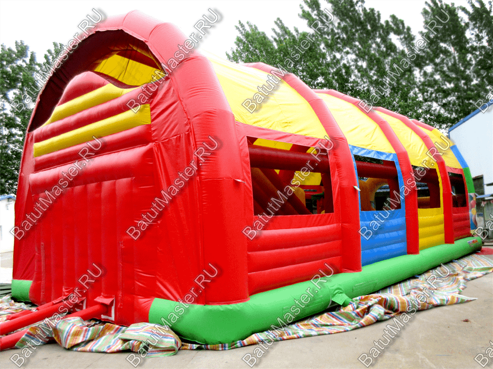 Надувной батут "Страна Сафария" с крышей и высокими горками 13*7*6 м