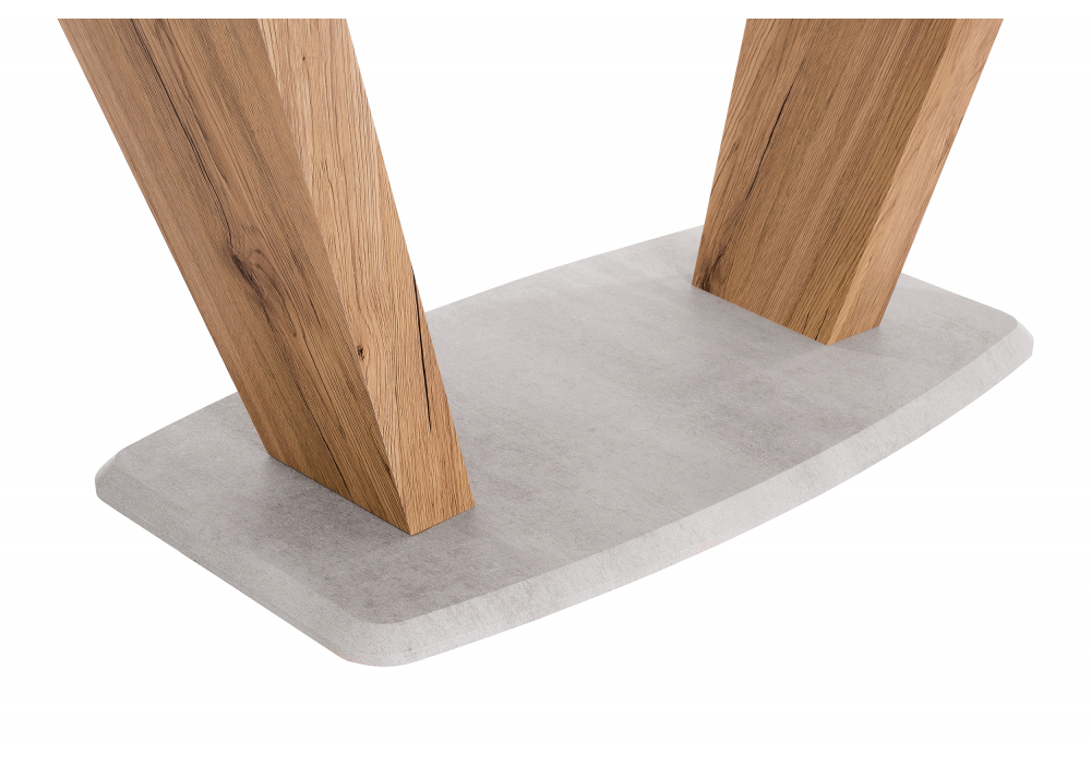 Стол стеклянный Woodville на тумбе Петир 160 белый, дуб монтана