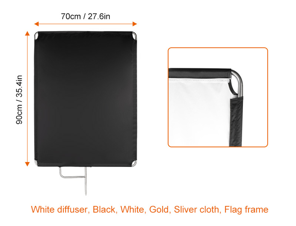 E-IMAGE F05-36 Flag panel stainless steel 70*90 cm, fabric: gold/silver/black/white Флаг 4в1